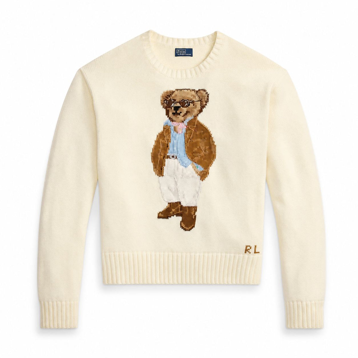 Baumwoll-Pullover mit Rundhalsausschnitt und Polospiel-Motiv
