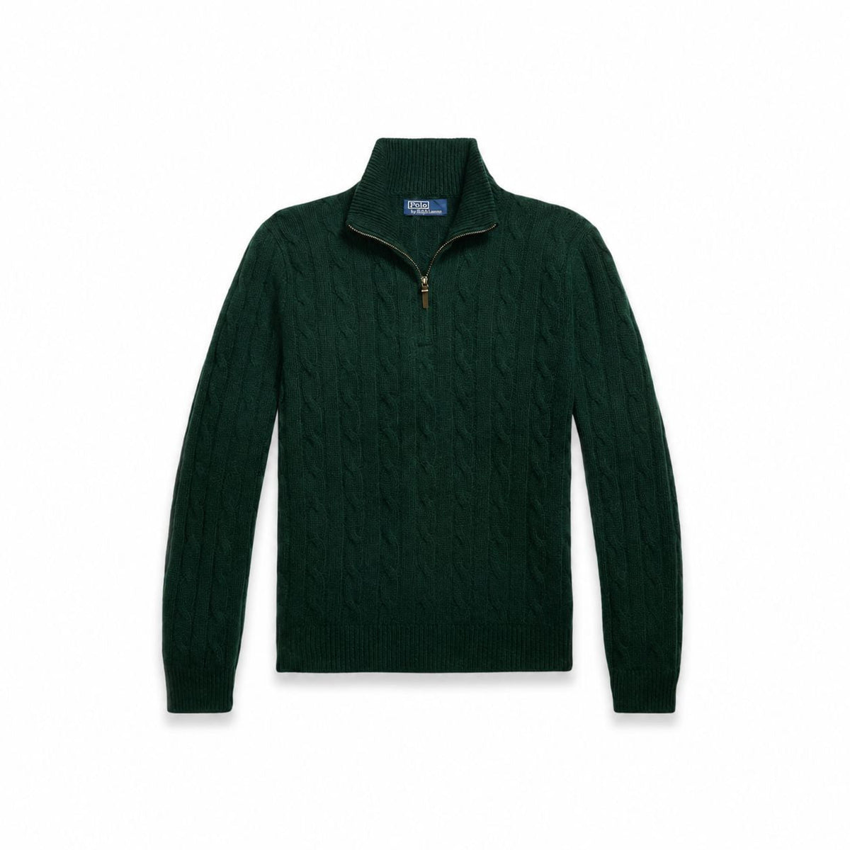 Kaschmir-Pullover mit Zopfmuster und Reißverschluss