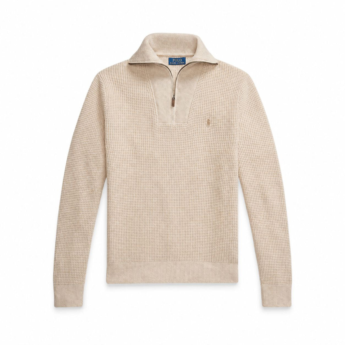 Waffelstrick-Pullover mit Viertel-Reißverschluss